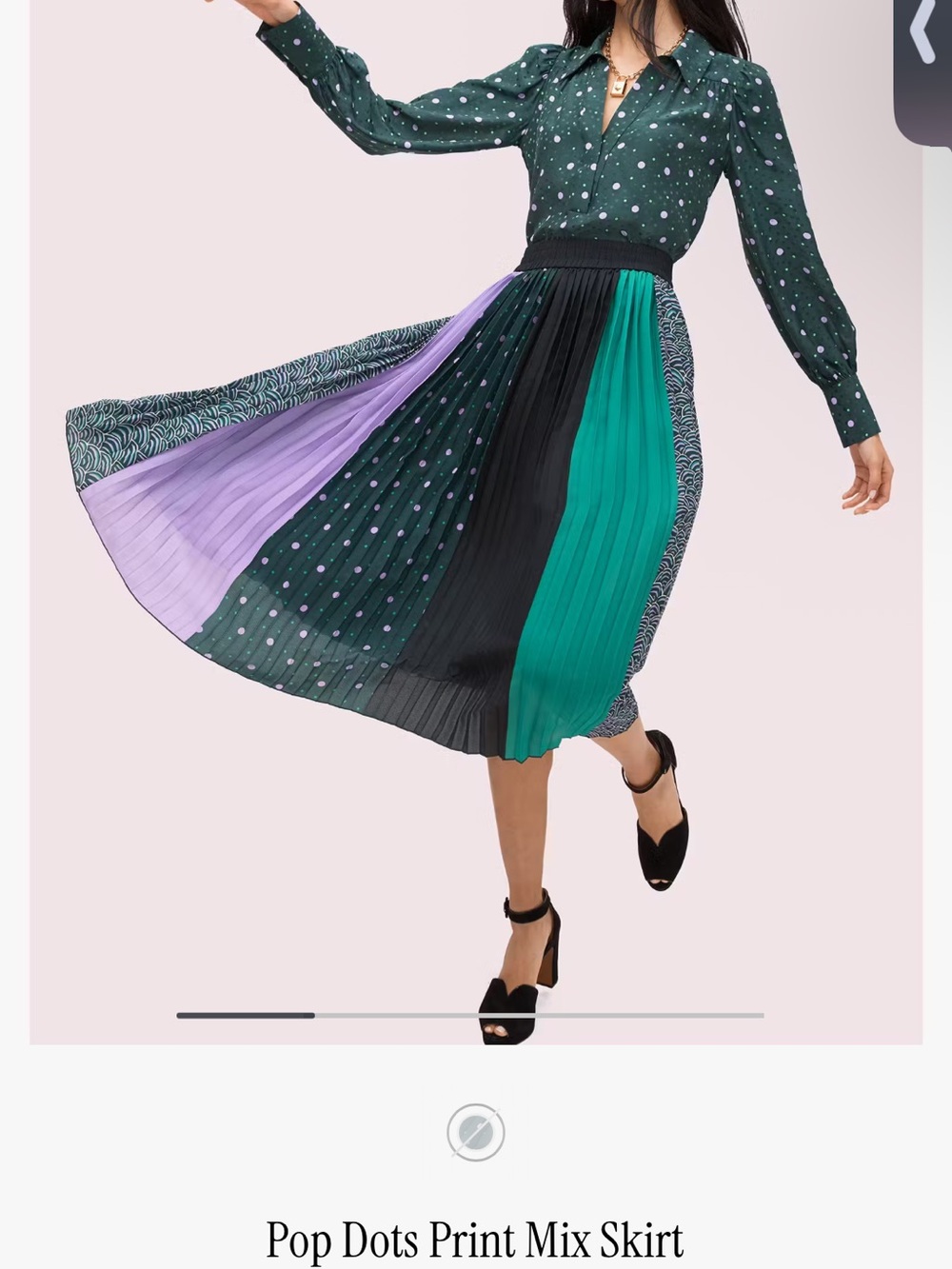 Pop Dots Print Mix Skirt - Green Multi Kate Spade small NWOT S